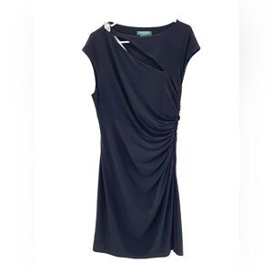 Lauren Ralph Lauren Women’s Black Asymmetrical Rhinestones  Sheath Dress Size 14